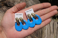 Polished Pair of Blue Turquenite Howlite Go Go Earrings - Sold Per Pair - From Zimbabwe - Toprock Gemstones and Minerals 