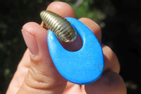 Polished Pair of Blue Turquenite Howlite Go Go Earrings - Sold Per Pair - From Zimbabwe - Toprock Gemstones and Minerals 