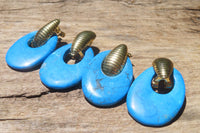 Polished Pair of Blue Turquenite Howlite Go Go Earrings - Sold Per Pair - From Zimbabwe - Toprock Gemstones and Minerals 
