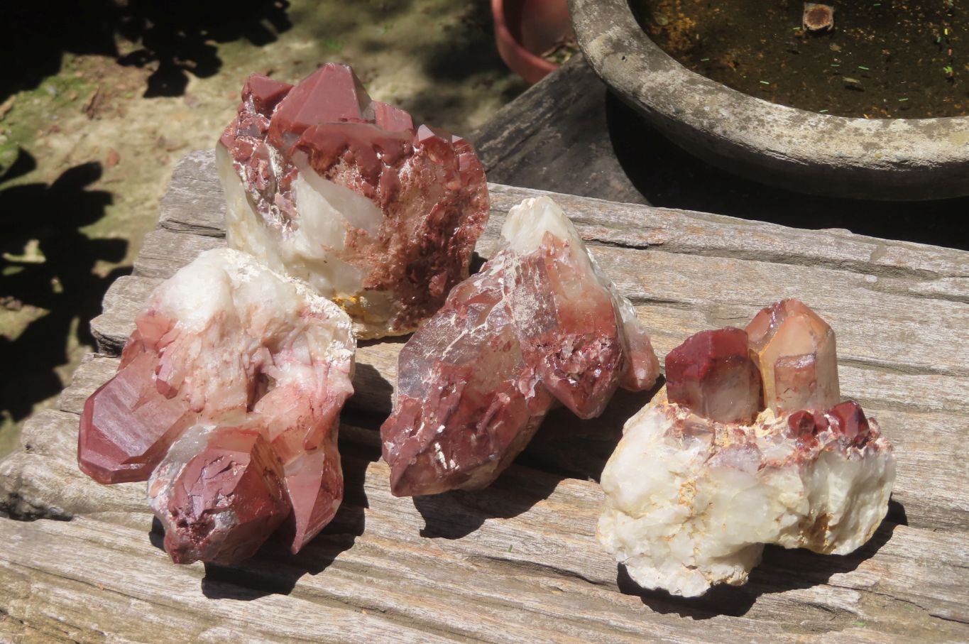 Natural Red Hematoid Quartz Clusters x 4 From Karoi, Zimbabwe - Toprock Gemstones and Minerals 