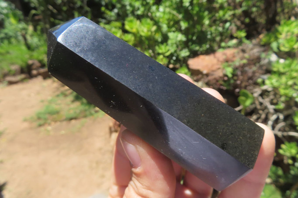 Polished Black Basalt Points x 12 From Madagascar - Toprock Gemstones and Minerals 