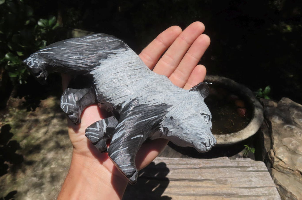 Hand Made Wonder Stone Panda Carving x 1 From Zimbabwe - Toprock Gemstones and Minerals 