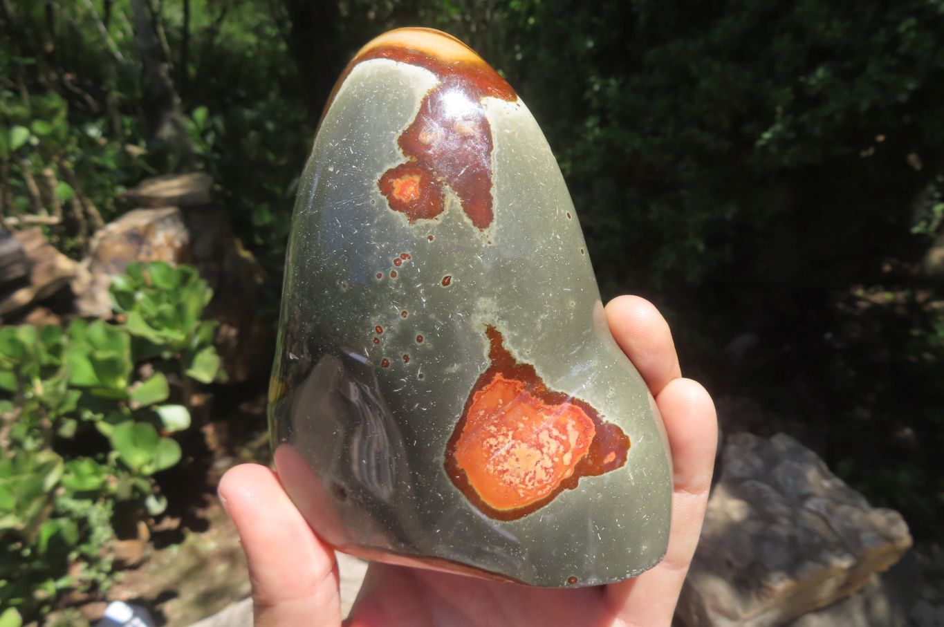 Polished Polychrome Jasper Standing Free Forms x 3 From Mahajanga, Madagascar - Toprock Gemstones and Minerals 