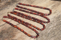 Polished Red Tigers Eye Cylinder Shaped Bead Necklace - Sold Per Item - From South Africa