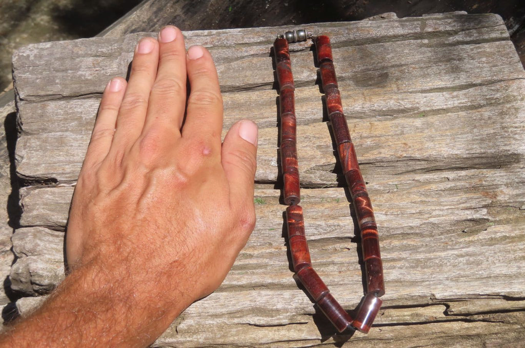 Polished Red Tigers Eye Cylinder Shaped Bead Necklace - Sold Per Item - From South Africa - Toprock Gemstones and Minerals 