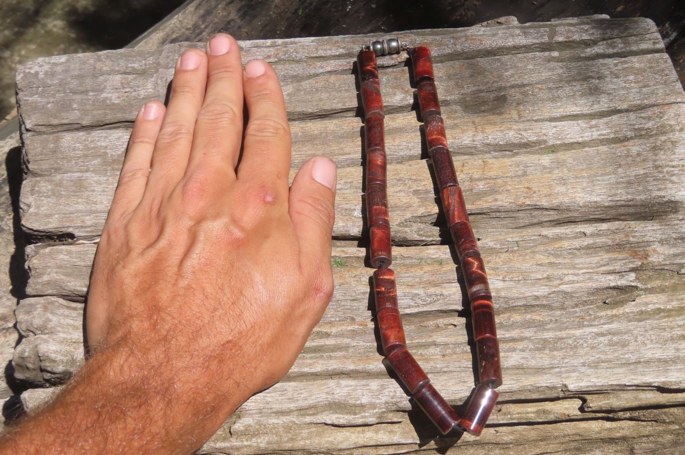 Polished Red Tigers Eye Cylinder Shaped Bead Necklace - Sold Per Item - From South Africa - Toprock Gemstones and Minerals 