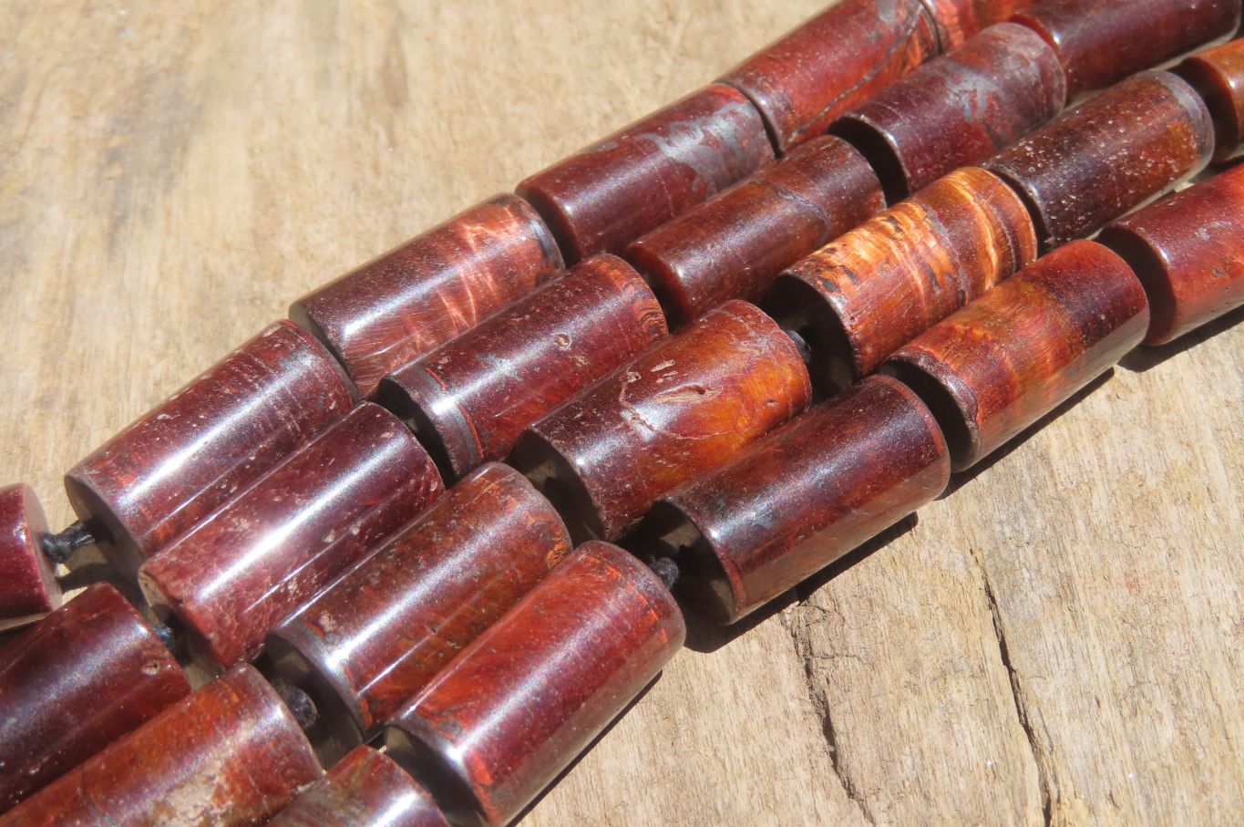 Polished Red Tigers Eye Cylinder Shaped Bead Necklace - Sold Per Item - From South Africa - Toprock Gemstones and Minerals 