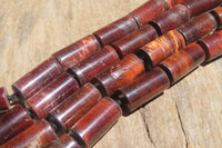 Polished Red Tigers Eye Cylinder Shaped Bead Necklace - Sold Per Item - From South Africa