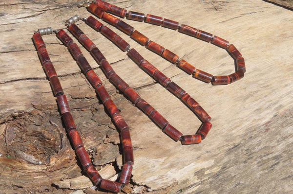 Polished Red Tigers Eye Cylinder Shaped Bead Necklace - Sold Per Item - From South Africa