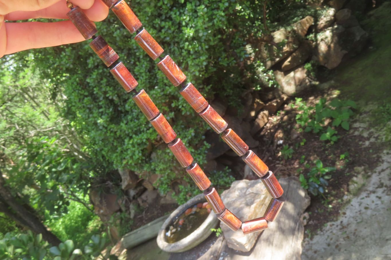 Polished Red Tigers Eye Cylinder Shaped Bead Necklace - Sold Per Item - From South Africa - Toprock Gemstones and Minerals 