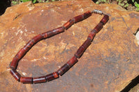 Polished Red Tigers Eye Cylinder Shaped Bead Necklace - Sold Per Item - From South Africa