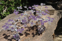Hand Made Rock Crystal and Amethyst Wire Wrap Tree On Crystal Amethyst Base - Sold Per Item -  From Zambia