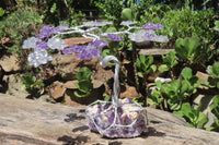 Hand Made Rock Crystal and Amethyst Wire Wrap Tree On Crystal Amethyst Base - Sold Per Item -  From Zambia
