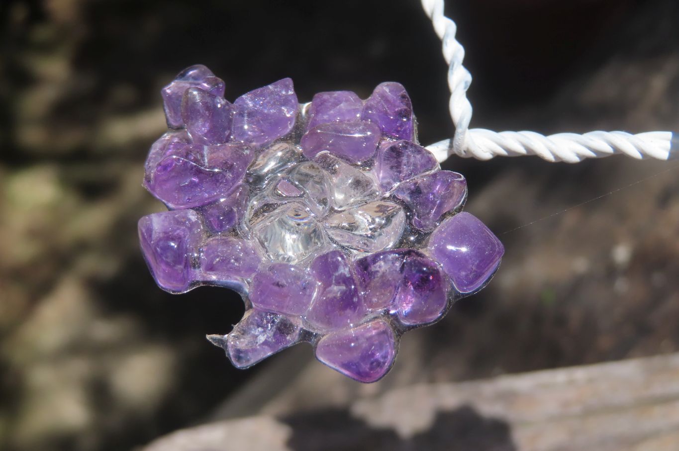 Hand Made Rock Crystal and Amethyst Wire Wrap Tree On Crystal Amethyst Base - Sold Per Item -  From Zambia - Toprock Gemstones and Minerals 