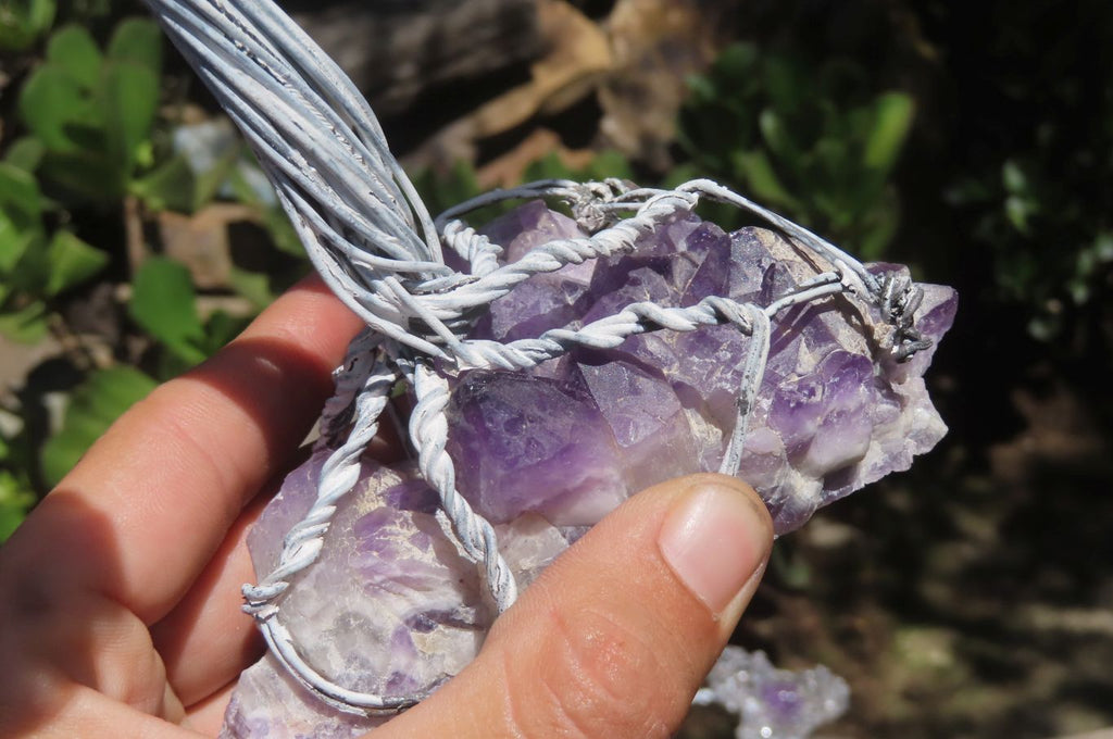 Hand Made Rock Crystal and Amethyst Wire Wrap Tree On Crystal Amethyst Base - Sold Per Item -  From Zambia - Toprock Gemstones and Minerals 