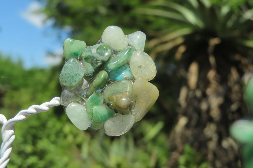 Hand Made Aventurine and Zambian Quartz Wire Wrap Gemstone Tree On Crystal Base - Sold Per Item -  From Zambia - Toprock Gemstones and Minerals 