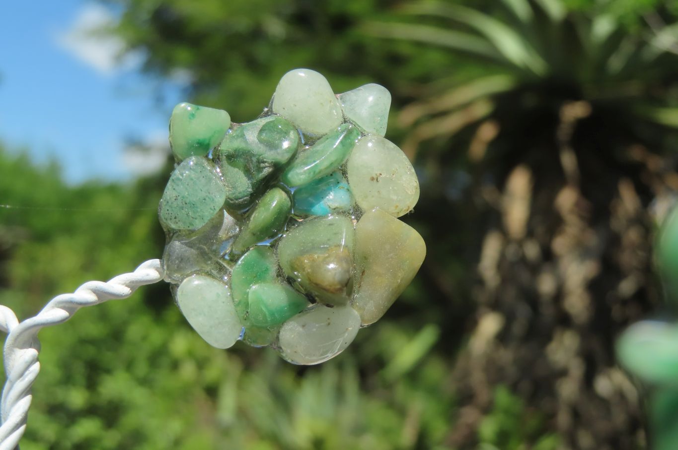 Hand Made Aventurine and Zambian Quartz Wire Wrap Gemstone Tree On Crystal Base - Sold Per Item -  From Zambia - Toprock Gemstones and Minerals 
