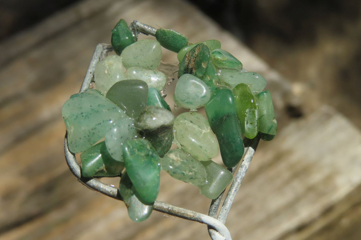 Hand Made Aventurine and Zambian Quartz Wire Wrap Gemstone Tree On Crystal Base - Sold Per Item -  From Zambia - Toprock Gemstones and Minerals 