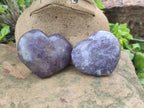 Polished Lepidolite with Pink Rubellite Gemstone Hearts x 6 From Madagascar - Toprock Gemstones and Minerals 