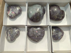 Polished Lepidolite with Pink Rubellite Gemstone Hearts x 6 From Madagascar - Toprock Gemstones and Minerals 