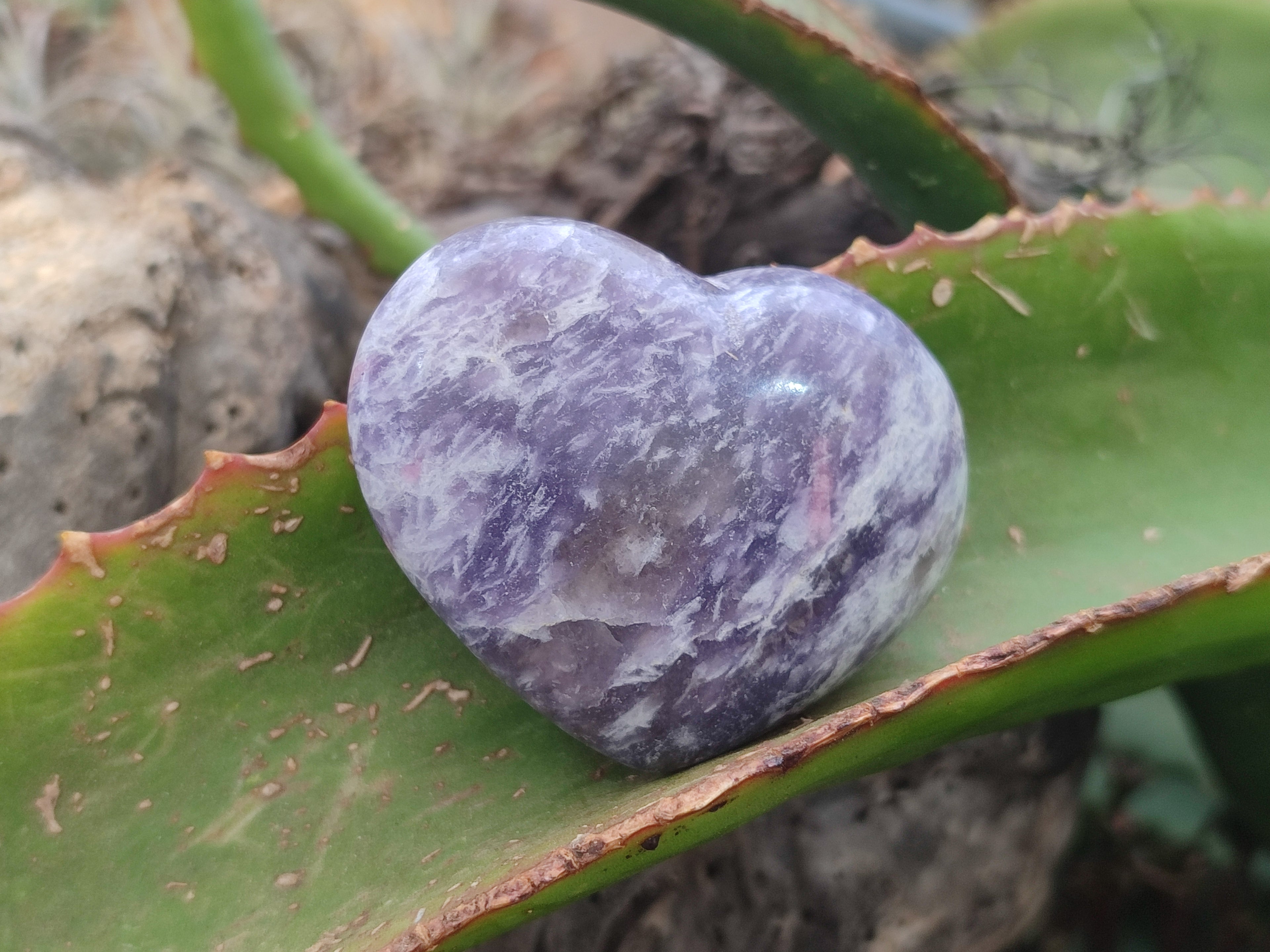 Polished Lepidolite with Pink Rubellite Gemstone Hearts x 6 From Madagascar - Toprock Gemstones and Minerals 