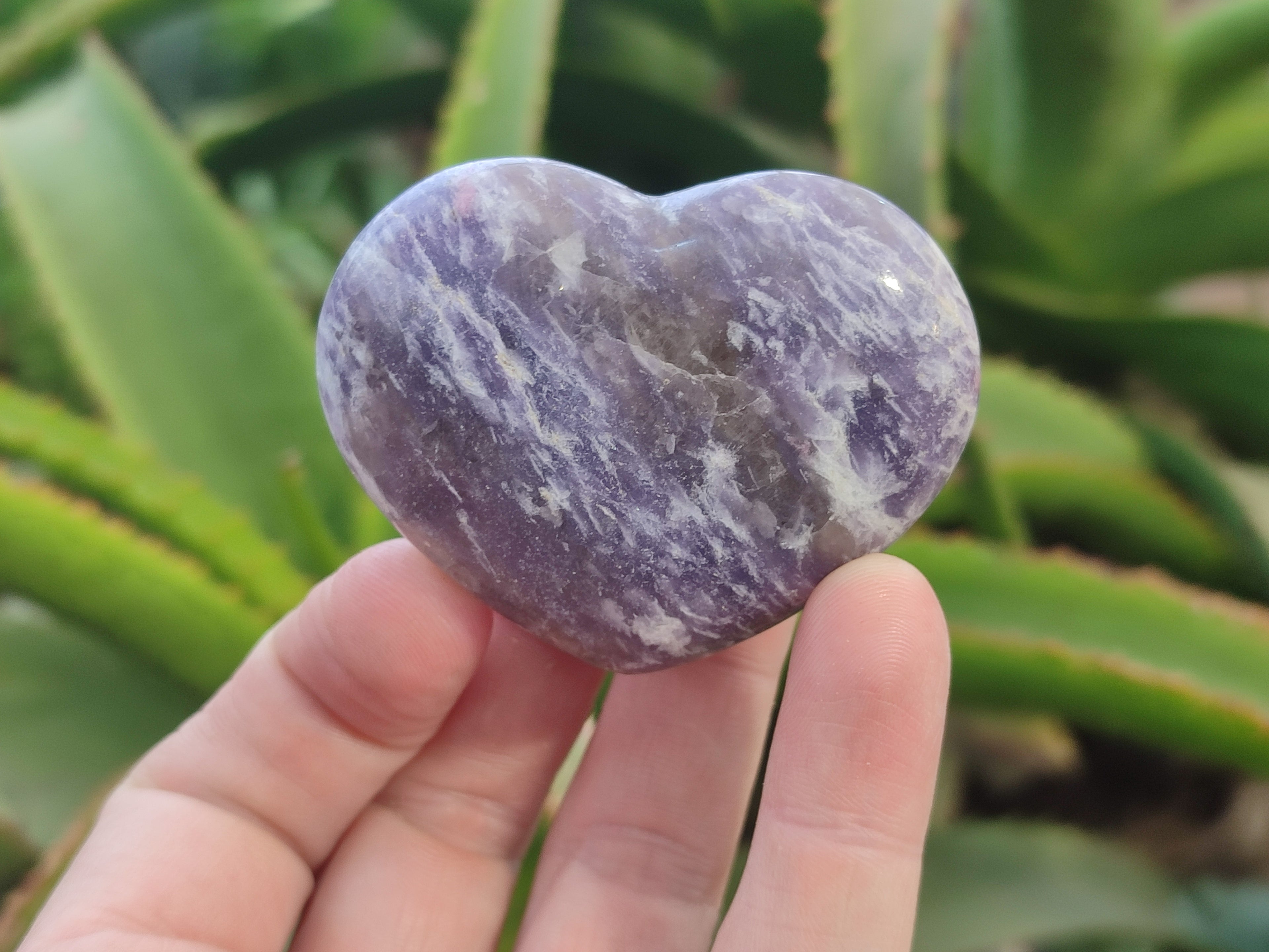 Polished Lepidolite with Pink Rubellite Gemstone Hearts x 6 From Madagascar - Toprock Gemstones and Minerals 