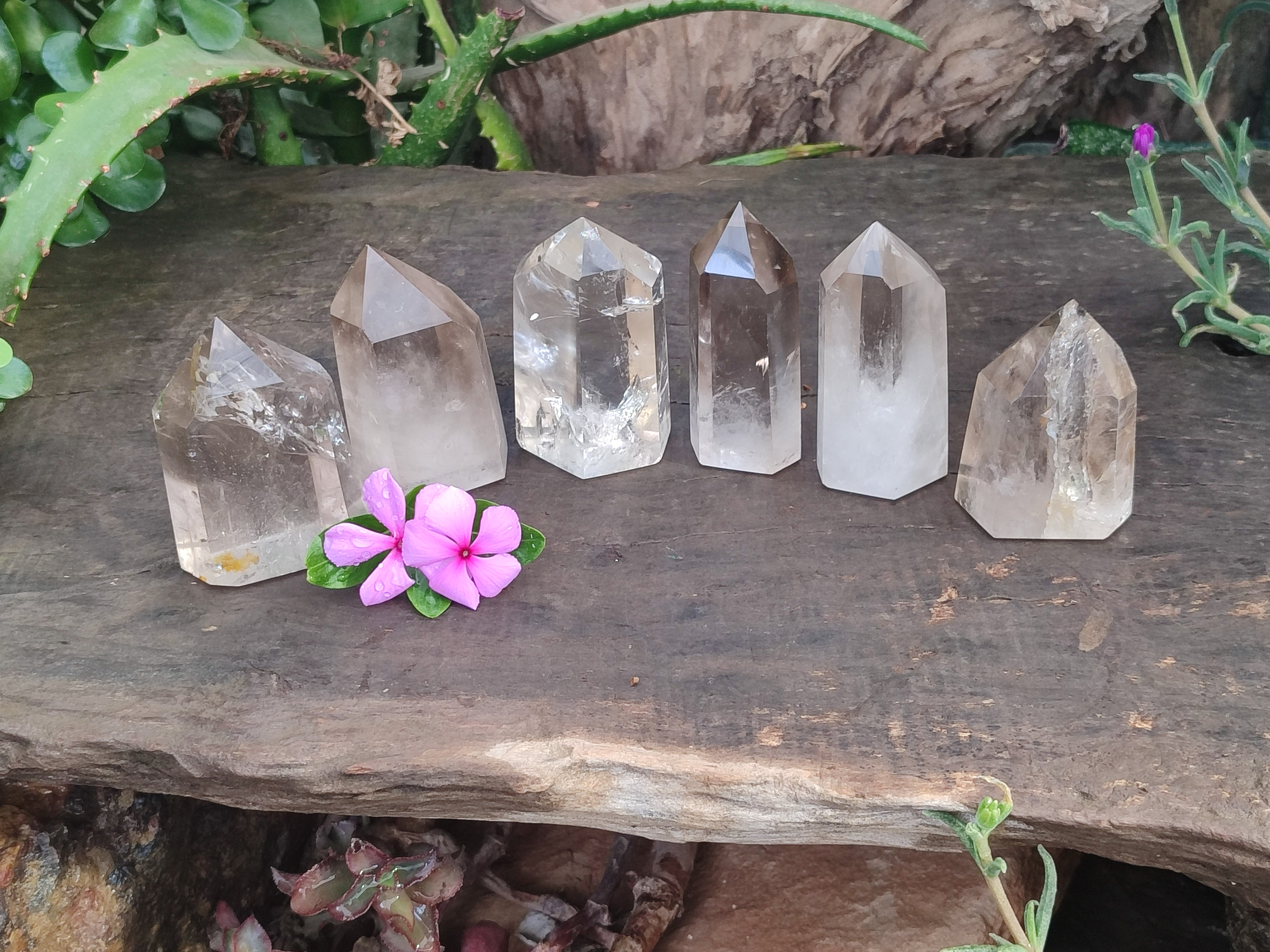 Polished Smokey Phantom Quartz Crystals x 6 From Madagascar - Toprock Gemstones and Minerals 