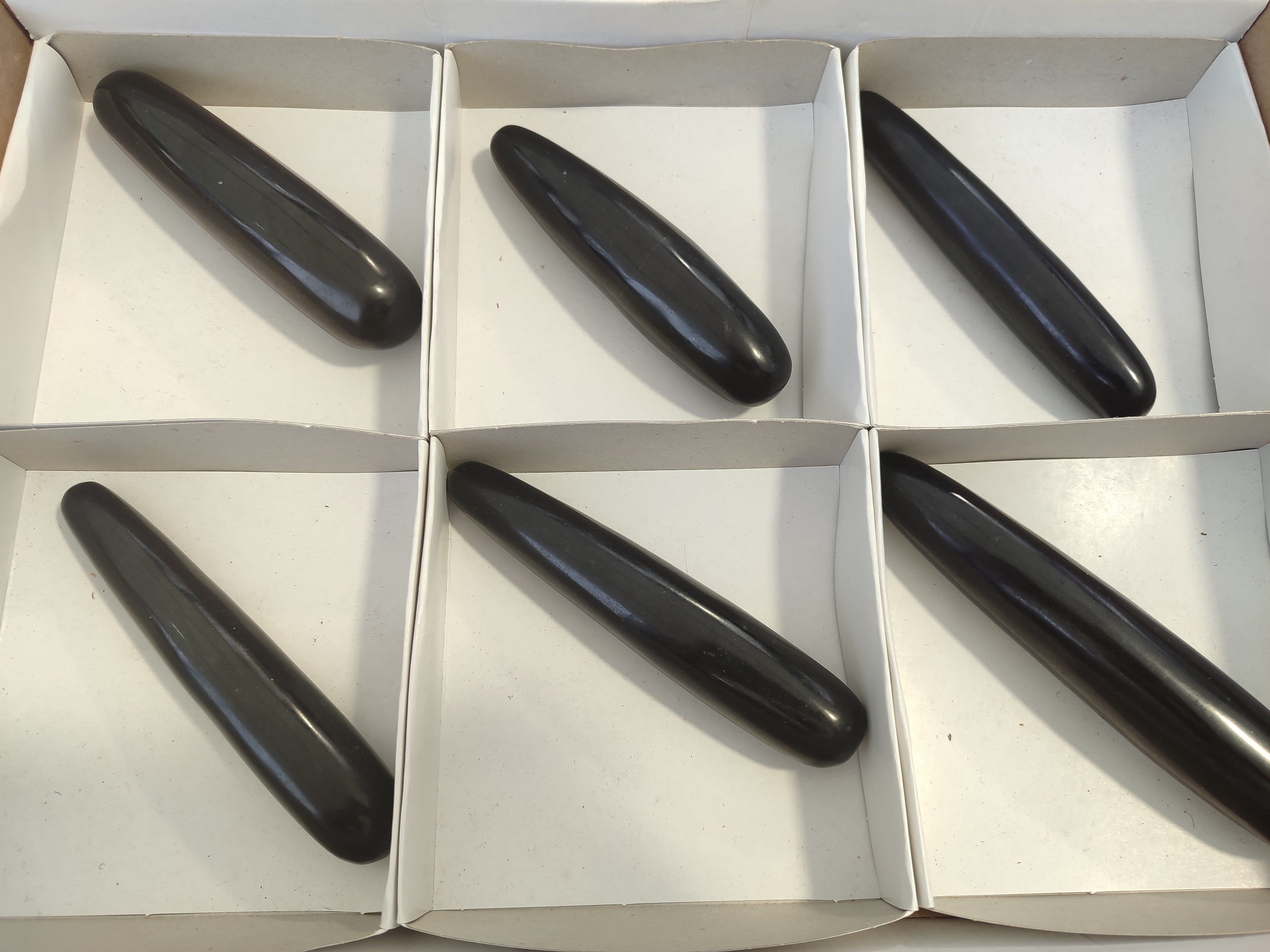 Polished Black Basalt Massage Wands x 6 From Madagascar - Toprock Gemstones and Minerals 