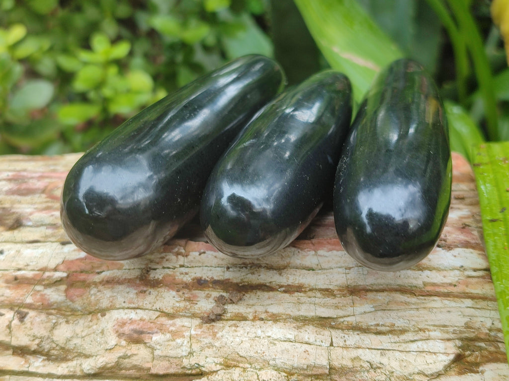 Polished Black Basalt Massage Wands x 6 From Madagascar - Toprock Gemstones and Minerals 