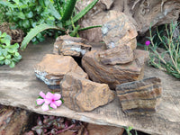 Polished On One Side Tiger's Eye Slabs x 6 From South Africa