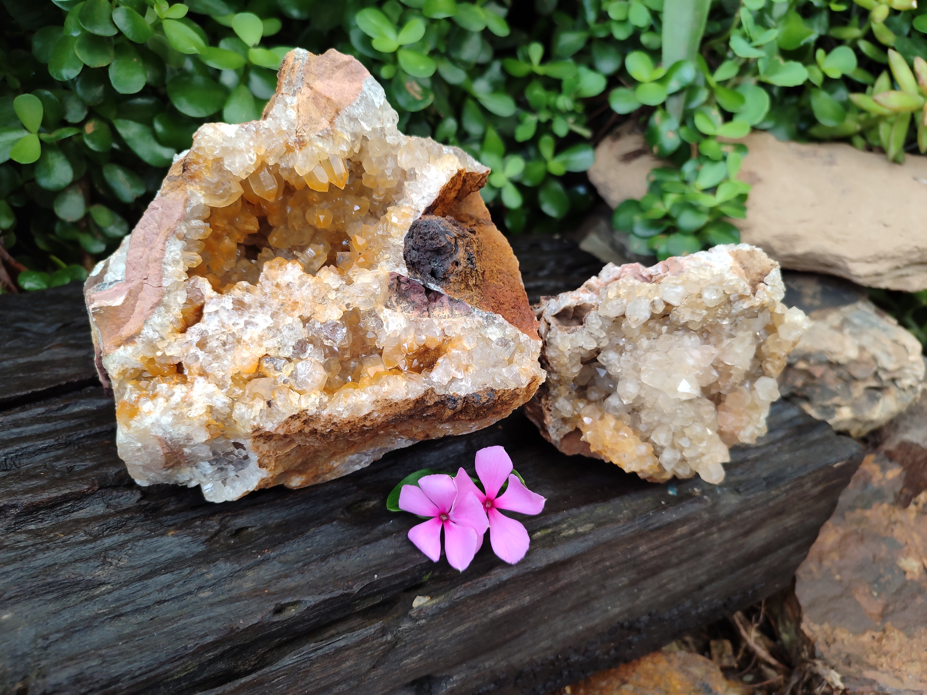 Natural Limonite Quartz Clusters x 2 From Zambia - Toprock Gemstones and Minerals 