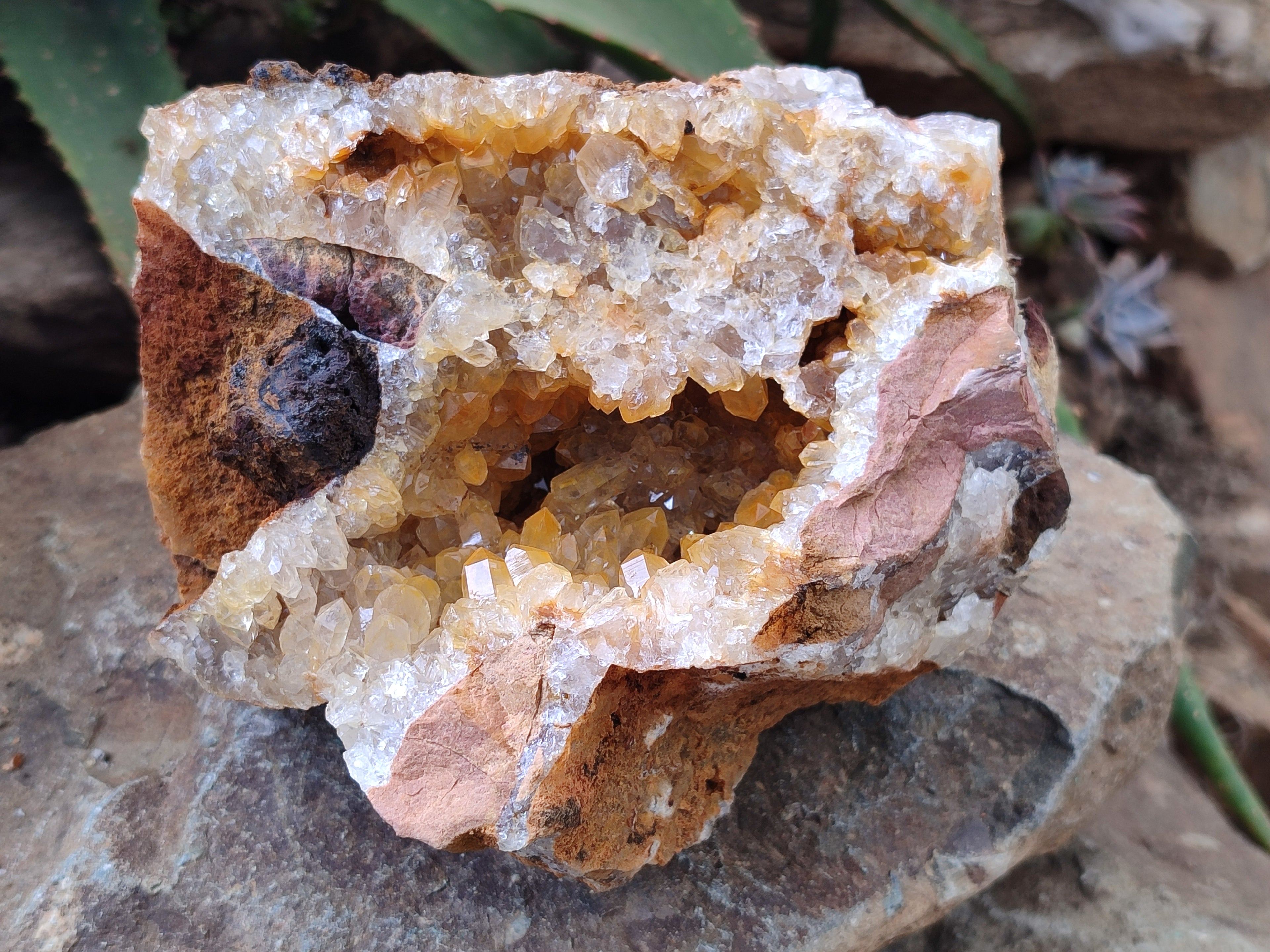 Natural Limonite Quartz Clusters x 2 From Zambia - Toprock Gemstones and Minerals 
