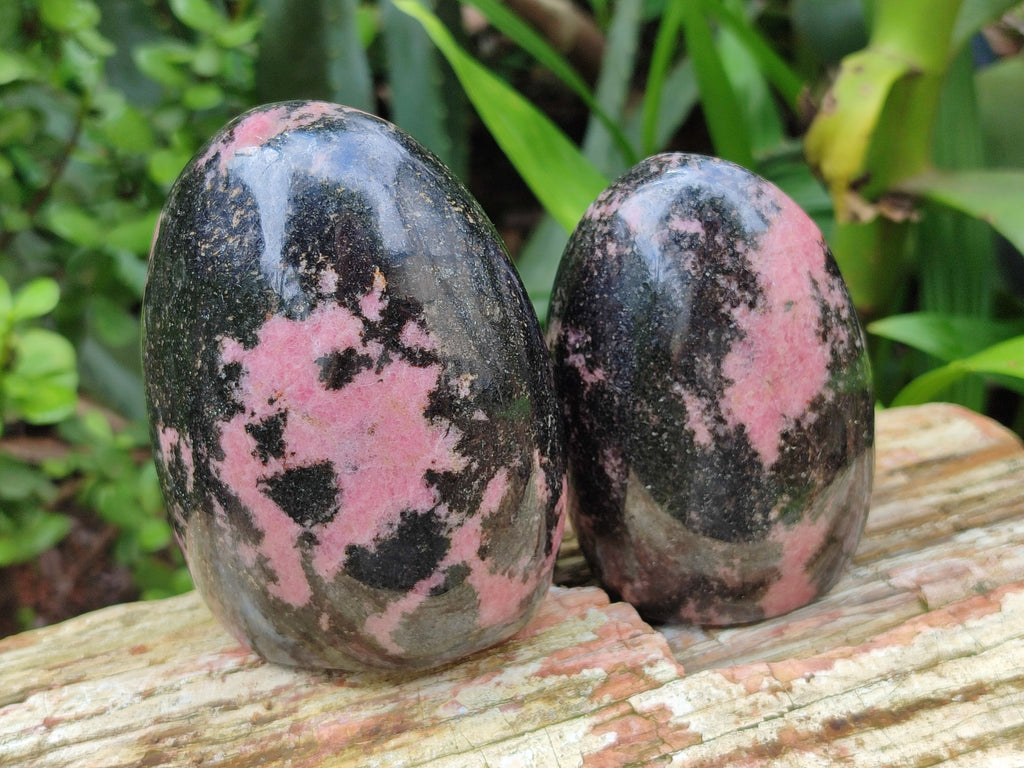 Polished Rhodonite Standing Free Forms x 4 From Madagascar - Toprock Gemstones and Minerals 