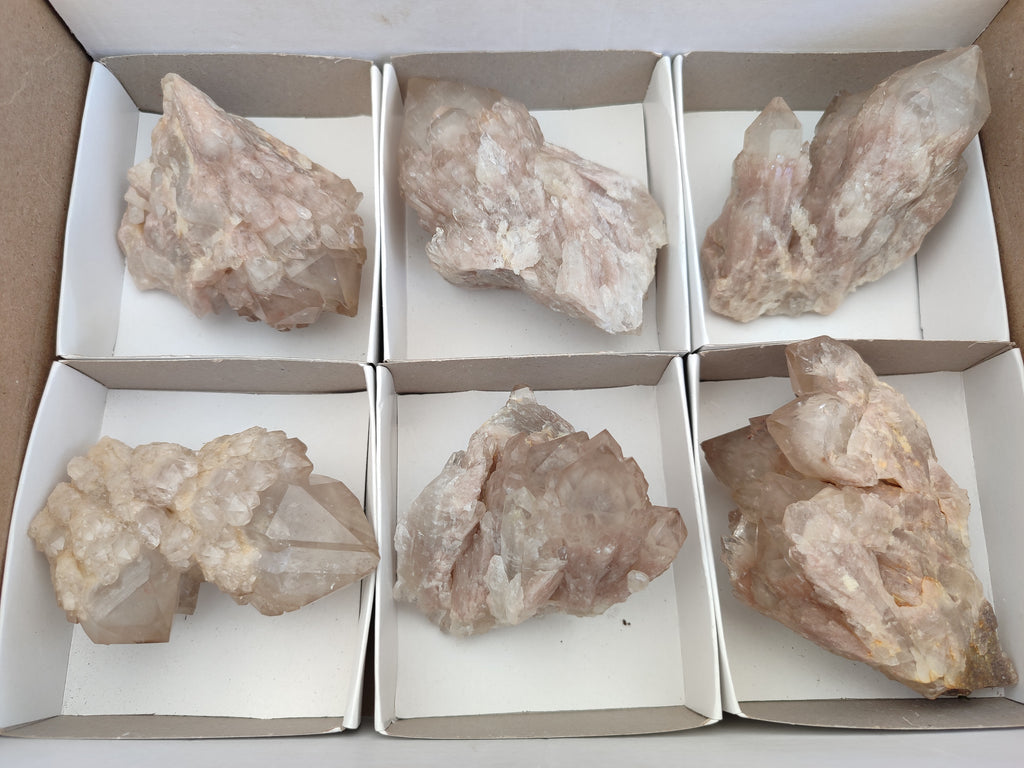 Natural Smokey Quartz Clusters x 6 From Luena, Congo - Toprock Gemstones and Minerals 