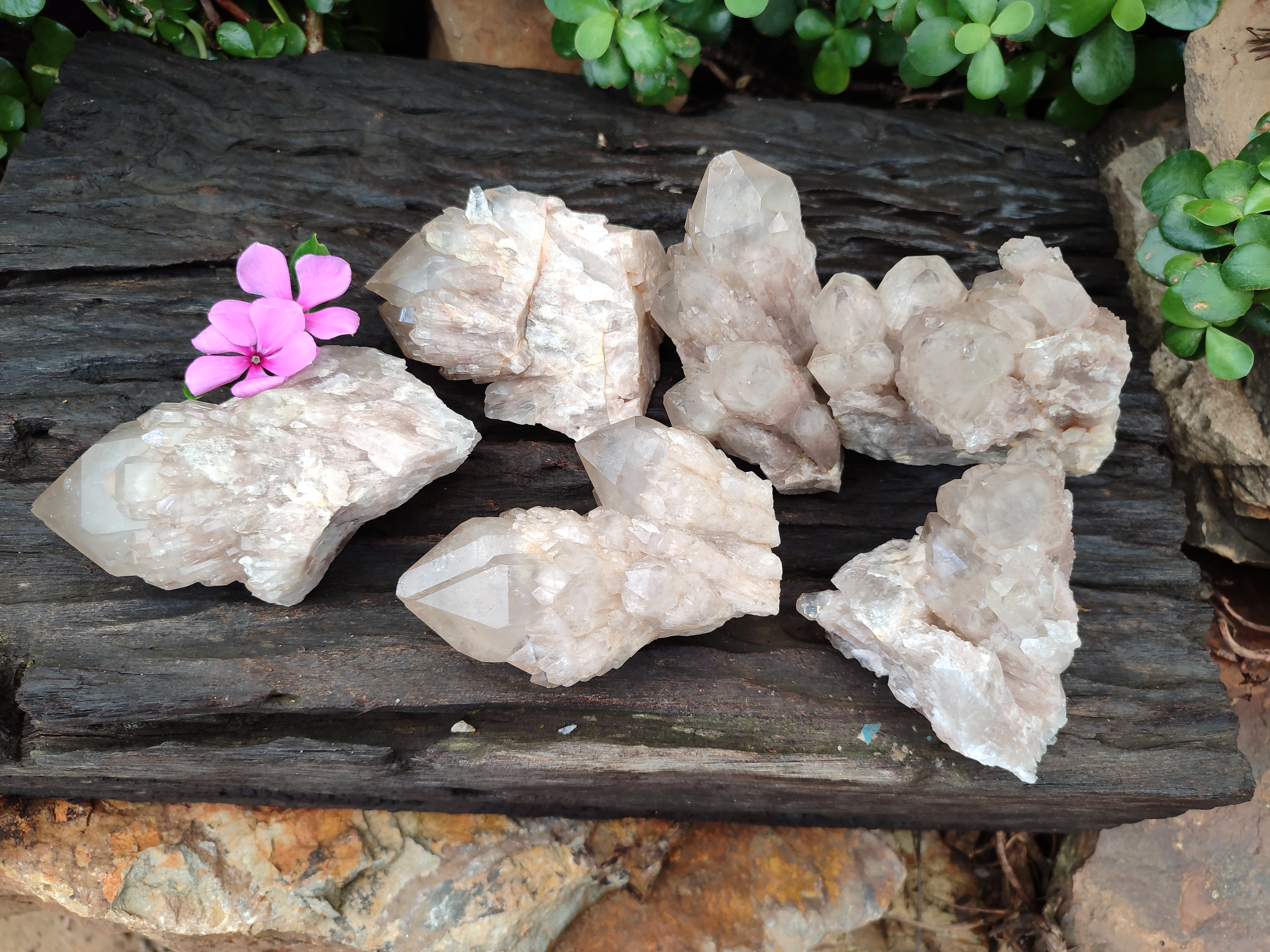 Natural Smokey Quartz Clusters x 6 From Luena, Congo - Toprock Gemstones and Minerals 