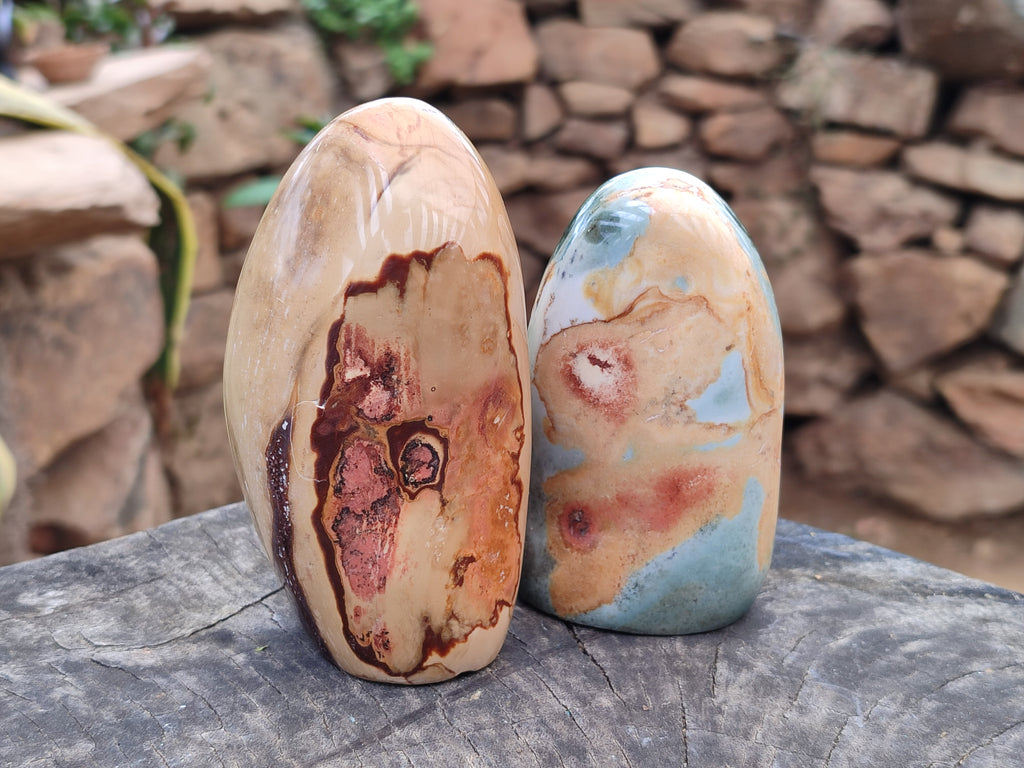 Polished Polychrome Jasper Standing Free Forms x 3 From Madagascar - Toprock Gemstones and Minerals 