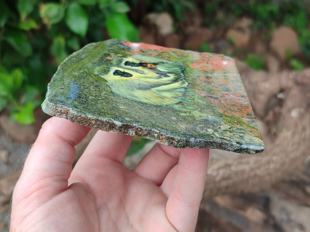 Hand Made Vervet Monkey Family Decoupage on Unakite Stone Slabs - sold per item - From Southern Africa - Toprock Gemstones and Minerals 