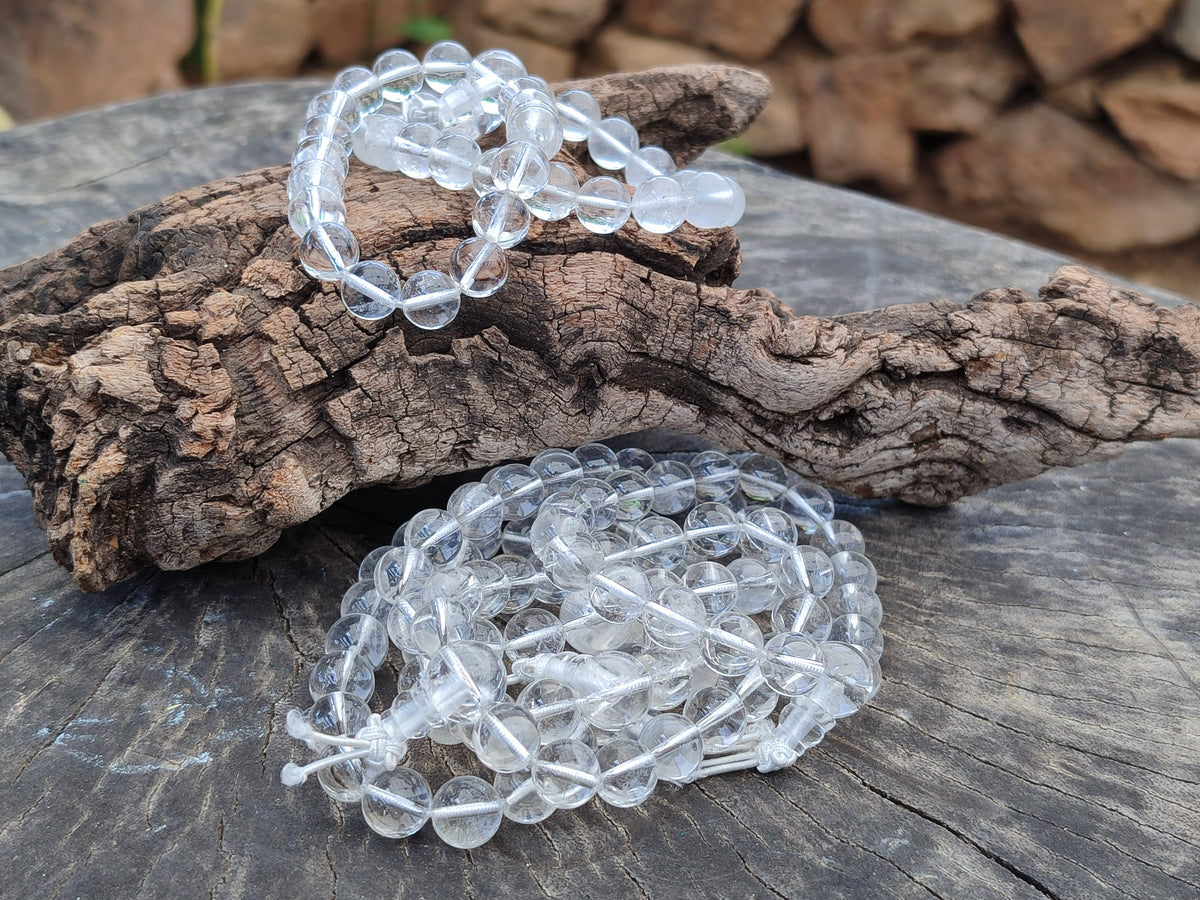 Polished Rock Crystal Stretch Buddha Bracelets - Sold Per Item - From Brazil - Toprock Gemstones and Minerals 