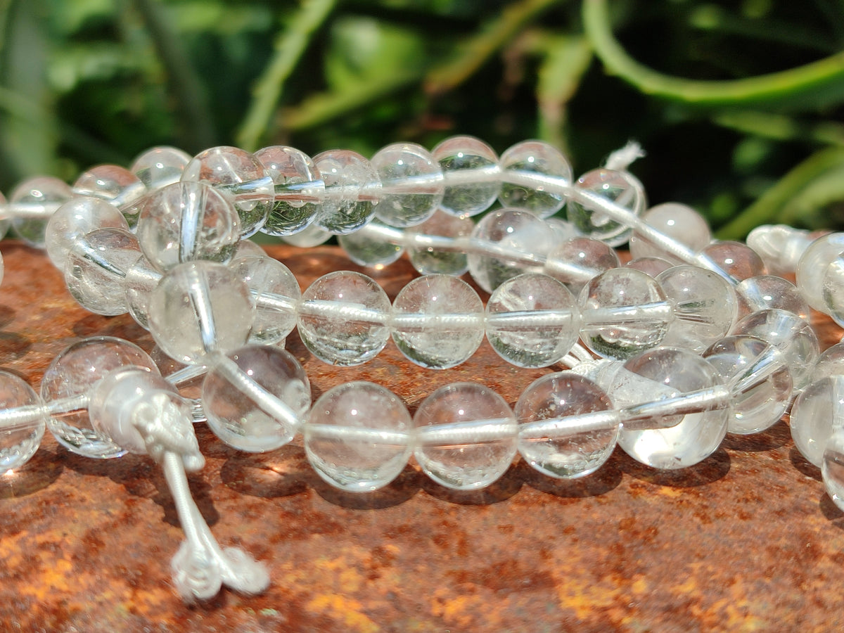 Polished Rock Crystal Stretch Buddha Bracelets - Sold Per Item - From Brazil - Toprock Gemstones and Minerals 