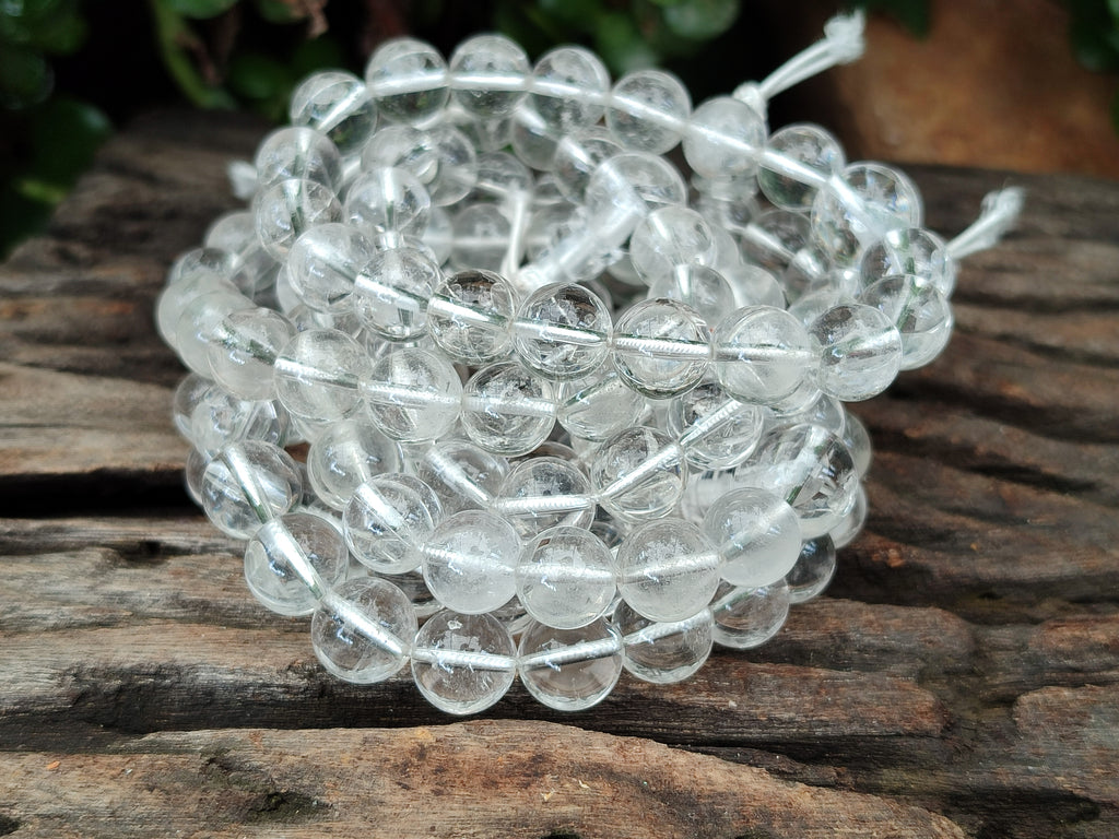 Polished Rock Crystal Stretch Buddha Bracelets - Sold Per Item - From Brazil - Toprock Gemstones and Minerals 