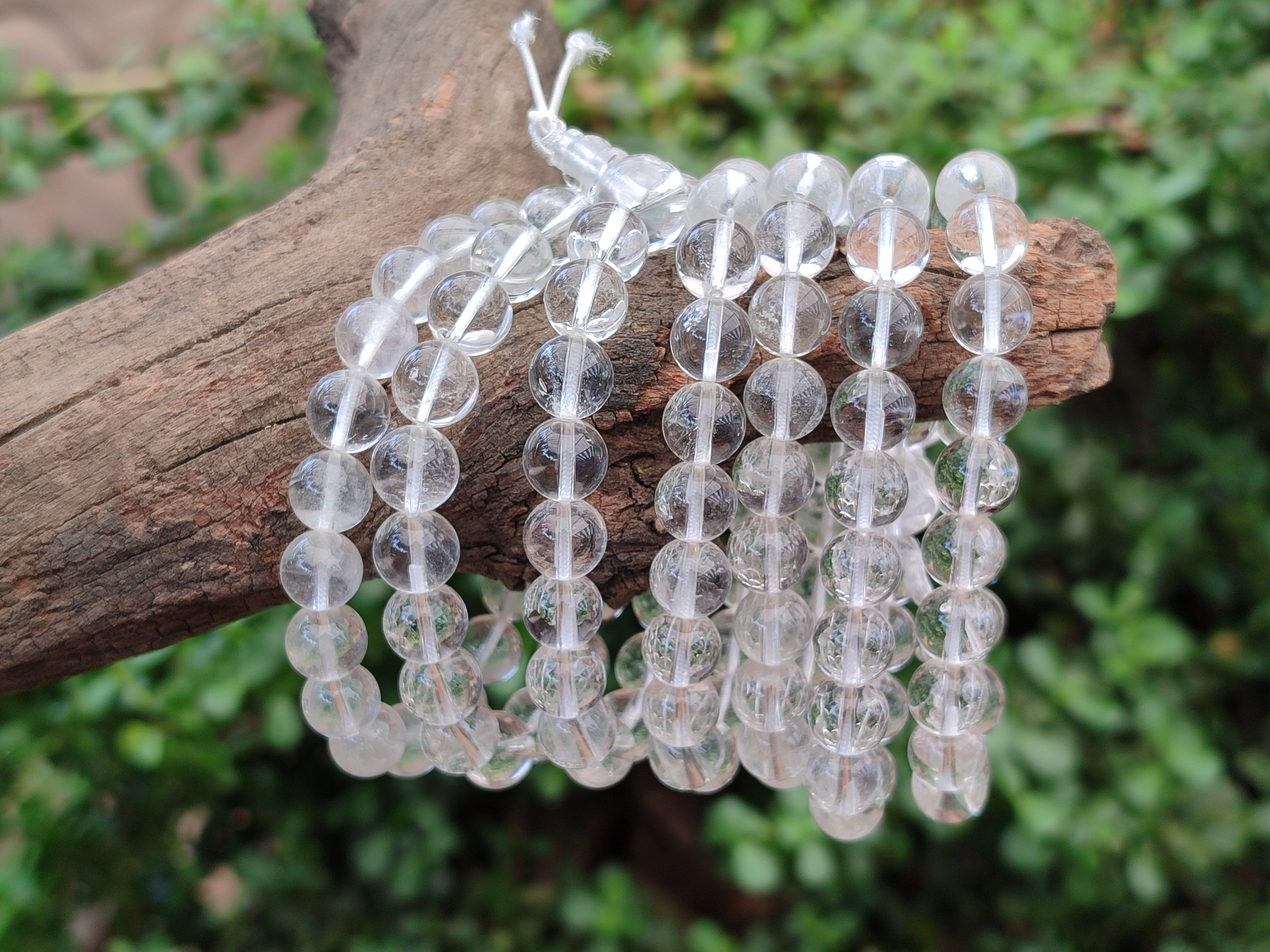 Polished Rock Crystal Stretch Buddha Bracelets - Sold Per Item - From Brazil - Toprock Gemstones and Minerals 