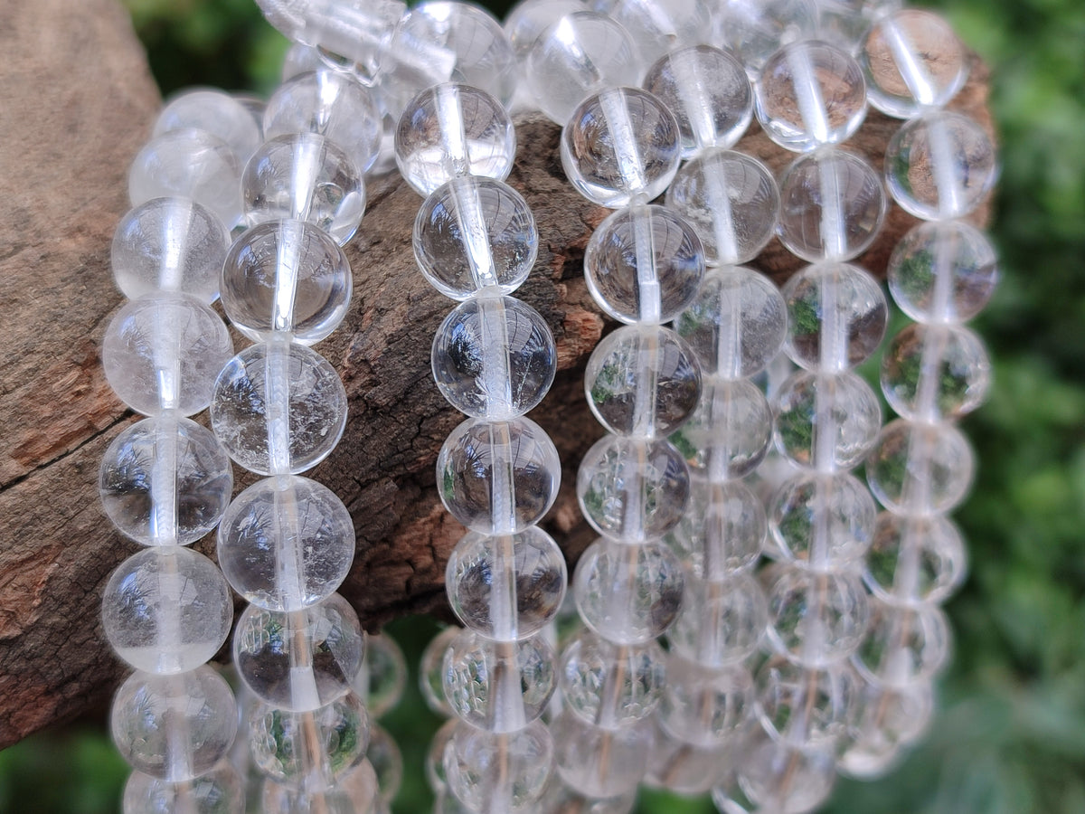 Polished Rock Crystal Stretch Buddha Bracelets - Sold Per Item - From Brazil - Toprock Gemstones and Minerals 