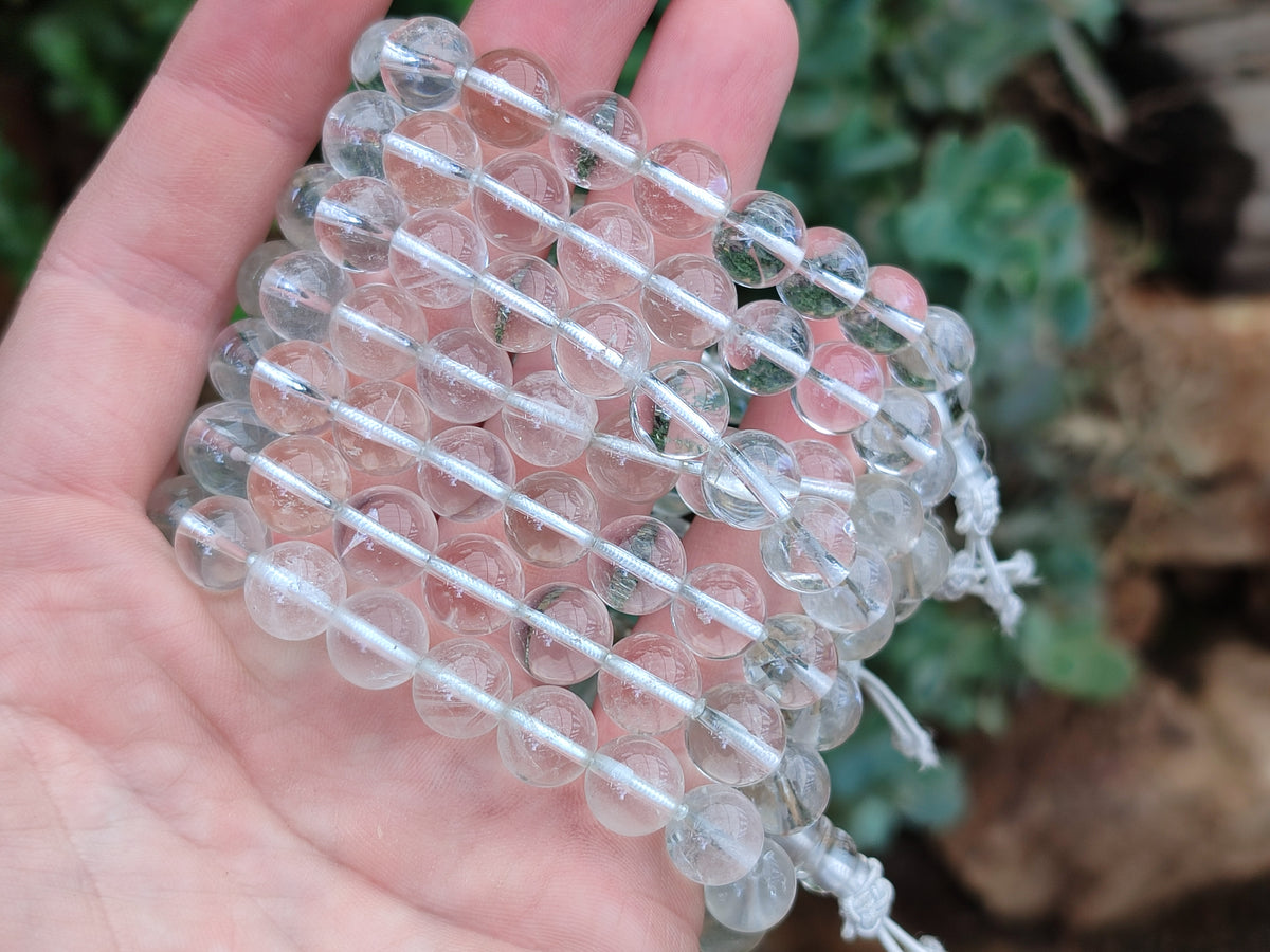 Polished Rock Crystal Stretch Buddha Bracelets - Sold Per Item - From Brazil - Toprock Gemstones and Minerals 