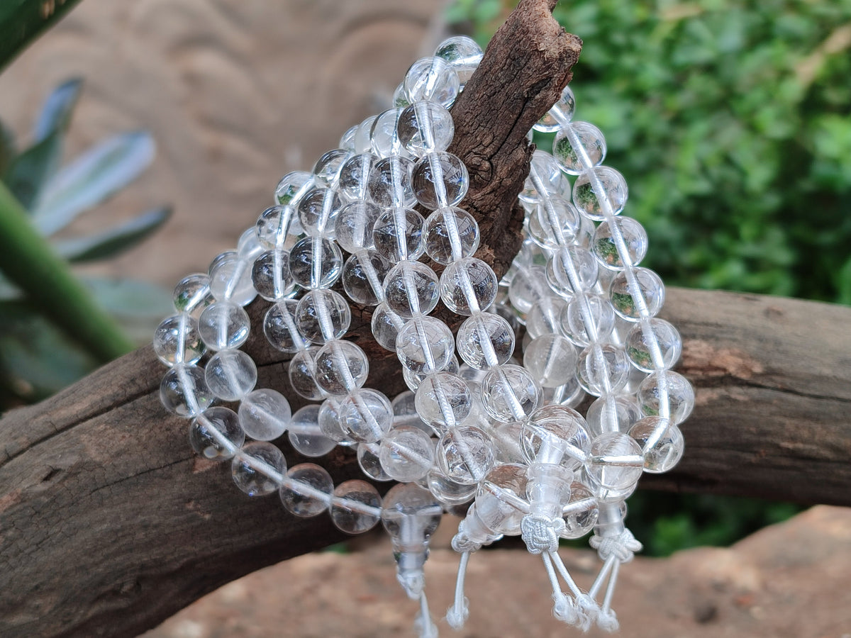 Polished Rock Crystal Stretch Buddha Bracelets - Sold Per Item - From Brazil - Toprock Gemstones and Minerals 