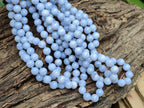 Polished Namibian Blue Lace Agate Ball Shaped Bead Necklace - Sold per Item- From Namibia - Toprock Gemstones and Minerals 
