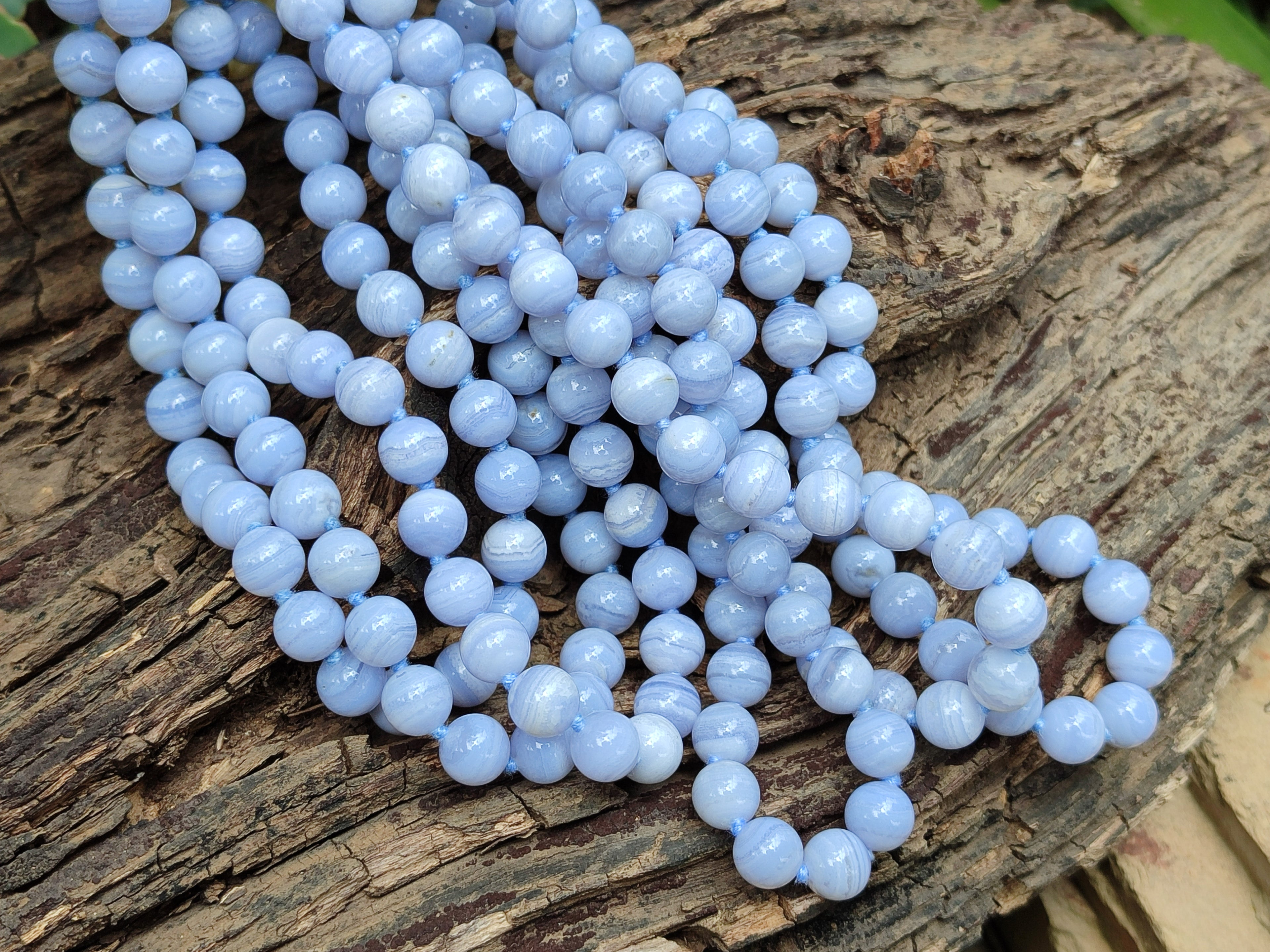 Polished Namibian Blue Lace Agate Ball Shaped Bead Necklace - Sold per Item- From Namibia - Toprock Gemstones and Minerals 