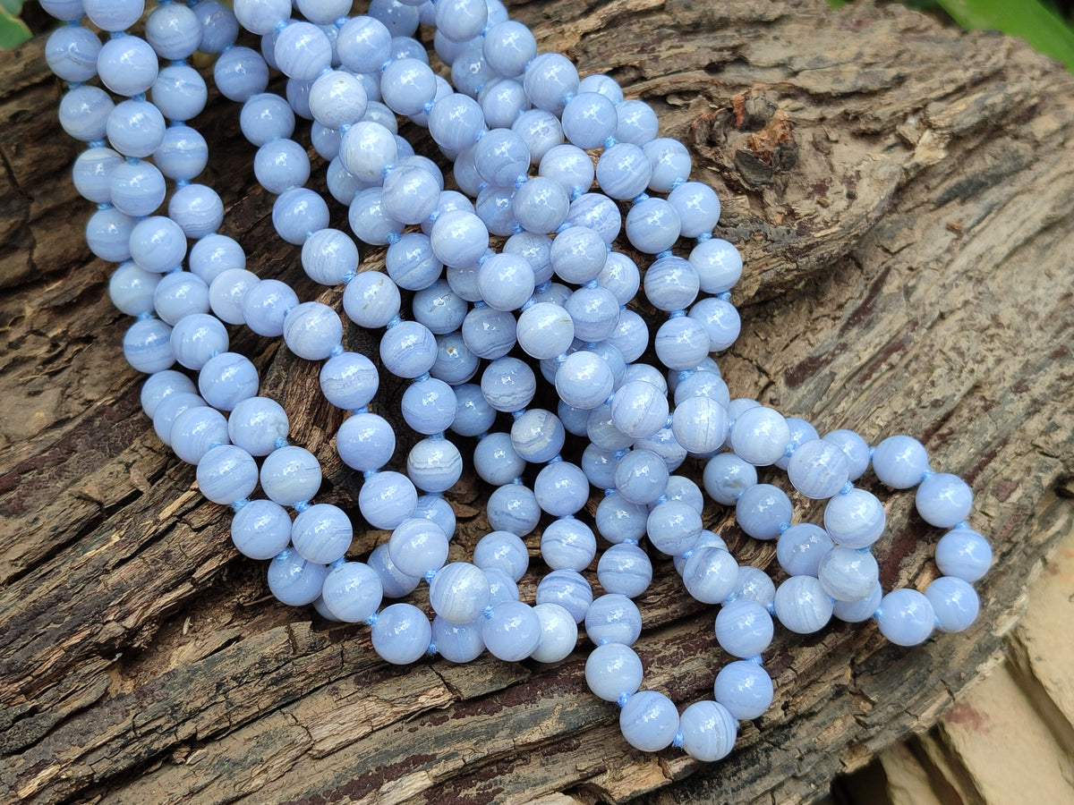 Polished Namibian Blue Lace Agate Ball Shaped Bead Necklace - Sold per Item- From Namibia - Toprock Gemstones and Minerals 