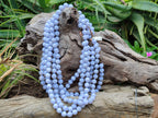 Polished Namibian Blue Lace Agate Ball Shaped Bead Necklace - Sold per Item- From Namibia - Toprock Gemstones and Minerals 