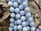 Polished Namibian Blue Lace Agate Ball Shaped Bead Necklace - Sold per Item- From Namibia - Toprock Gemstones and Minerals 