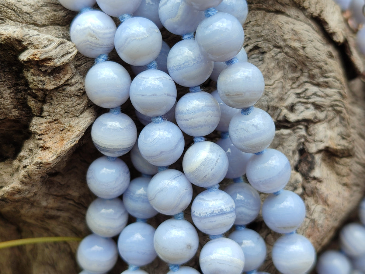 Polished Namibian Blue Lace Agate Ball Shaped Bead Necklace - Sold per Item- From Namibia - Toprock Gemstones and Minerals 